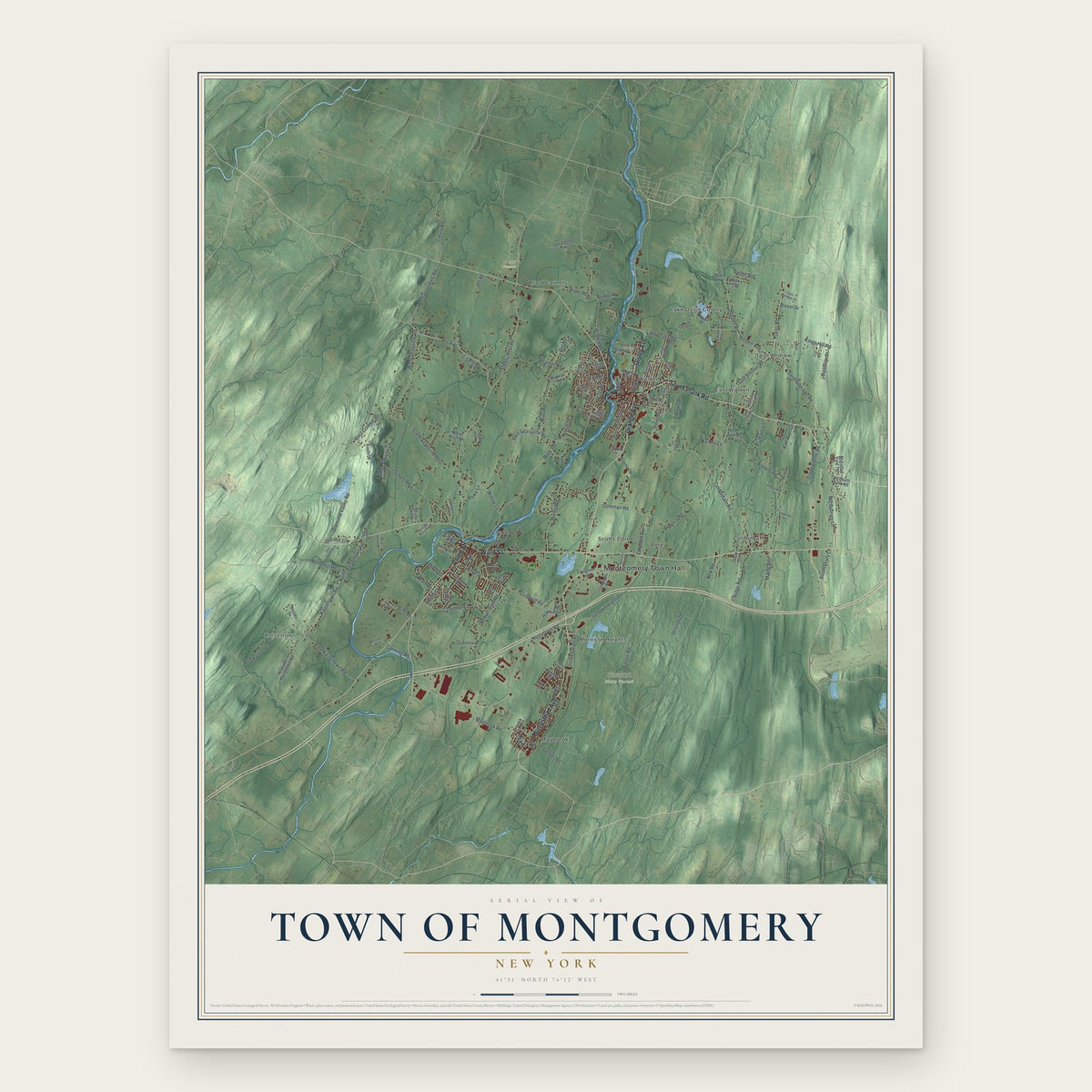 Town of Montgomery, New York map print, the full design