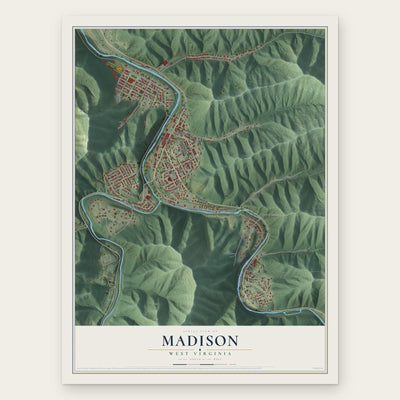 Madison, West Virginia map print, the full design