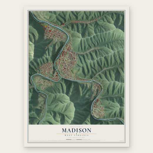Madison, West Virginia map print, the full design