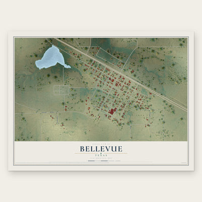 Bellevue, Texas map print, the full design
