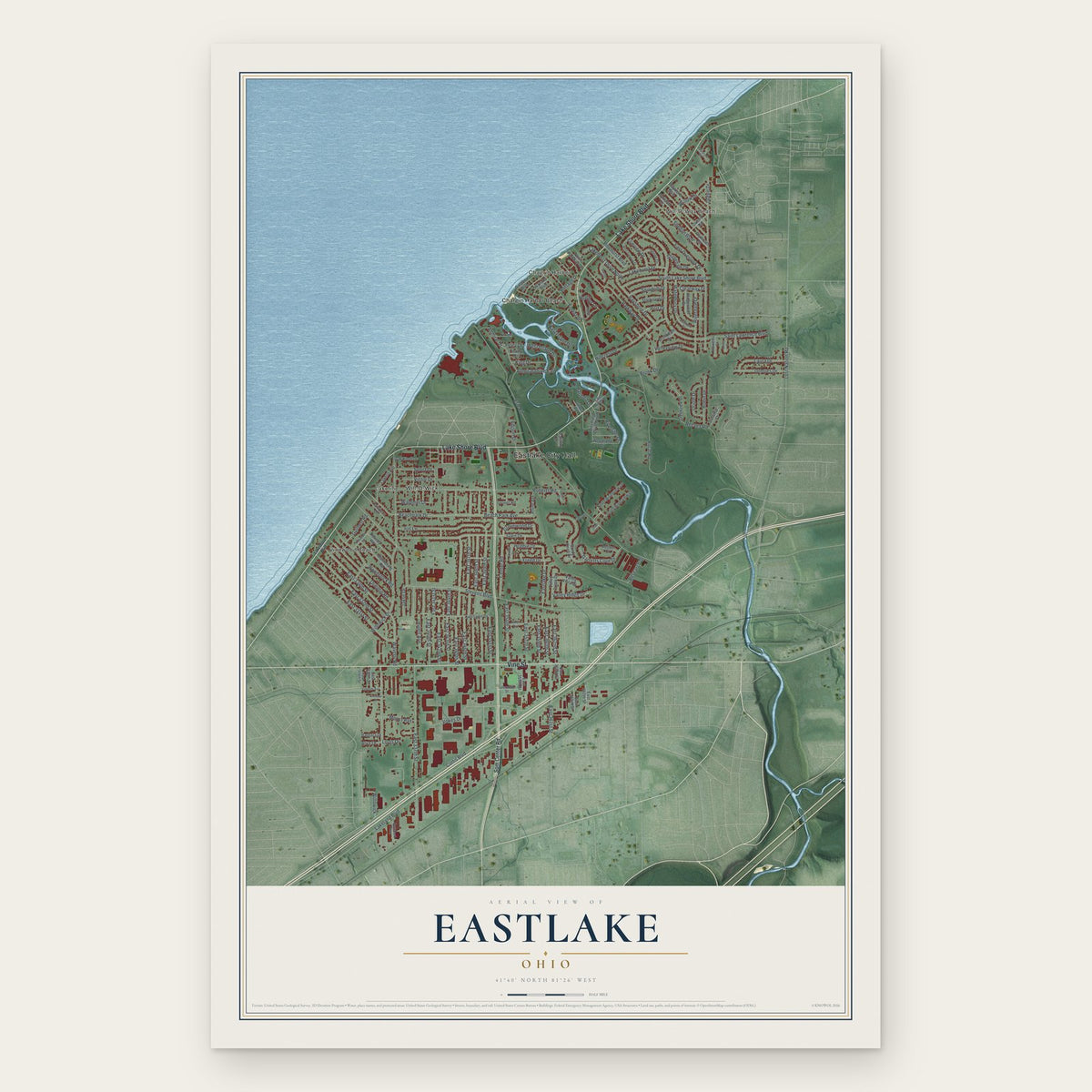 Eastlake, Ohio map print, the full design