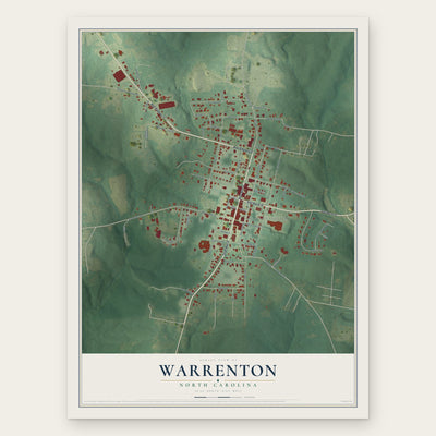 Warrenton, North Carolina map print, the full design