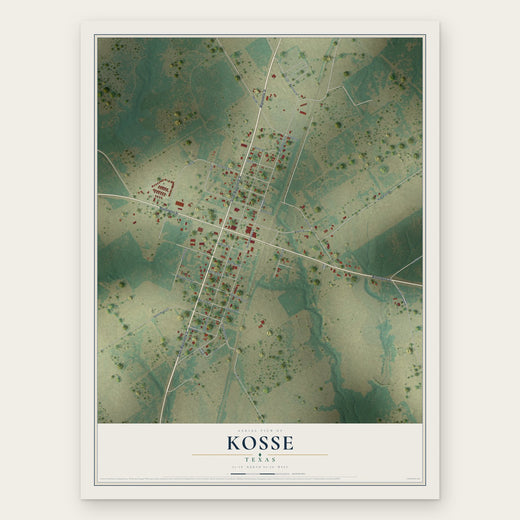 Kosse, Texas map print, the full design