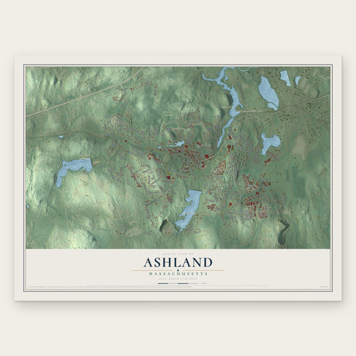 Ashland, Massachusetts map print, the full design