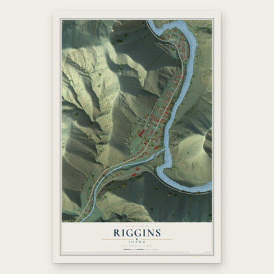 Riggins, Idaho map print, the full design