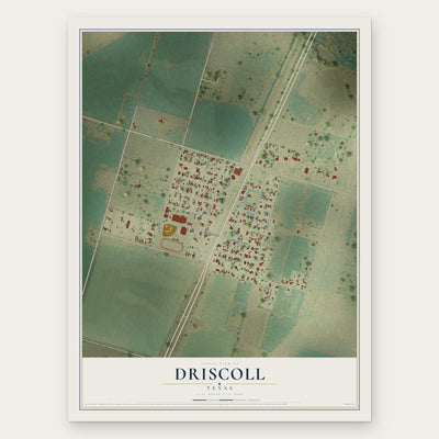 Driscoll, Texas map print, the full design