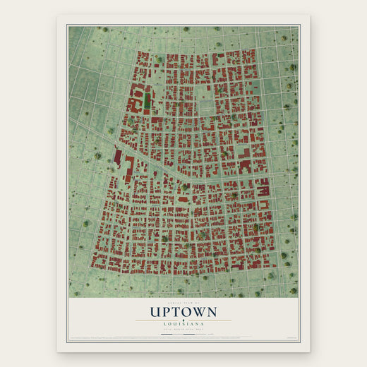 Uptown, Louisiana map print, the full design