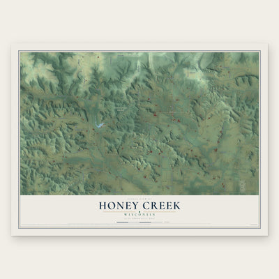 Honey Creek, Wisconsin map print, the full design
