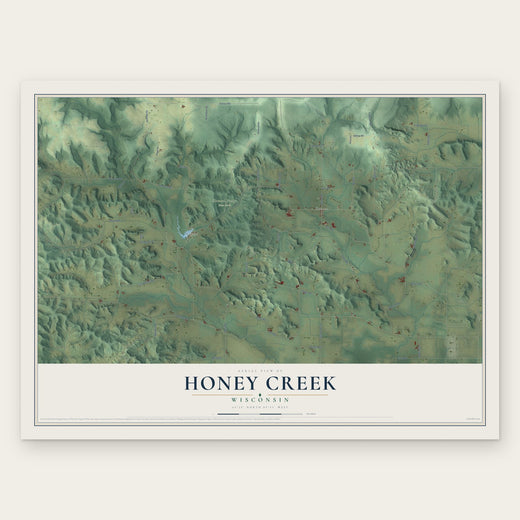 Honey Creek, Wisconsin map print, the full design