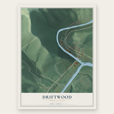 Driftwood, Pennsylvania map print, the full design