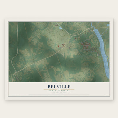 Belville, North Carolina map print, the full design