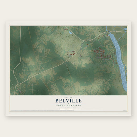 Belville, North Carolina map print, the full design