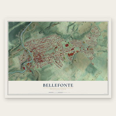 Bellefonte, Pennsylvania map print, the full design