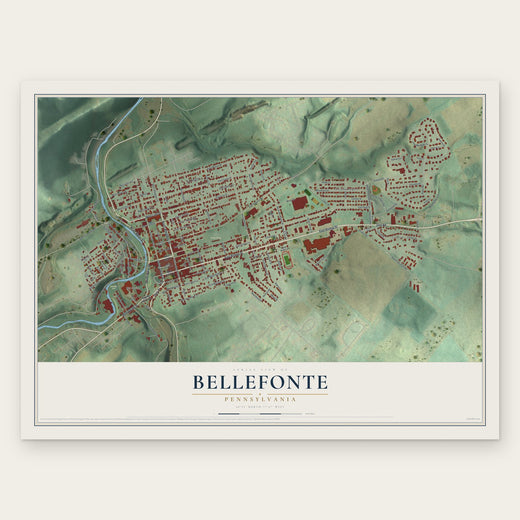 Bellefonte, Pennsylvania map print, the full design
