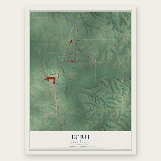 Ecru, Mississippi map print, the full design