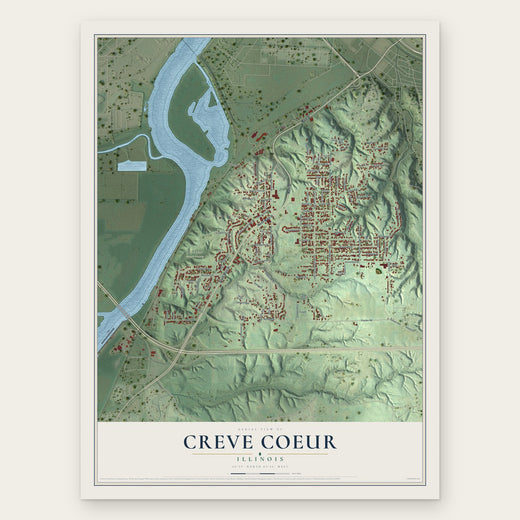 Creve Coeur, Illinois map print, the full design