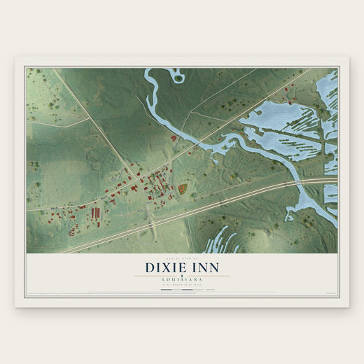 Dixie Inn, Louisiana map print, the full design