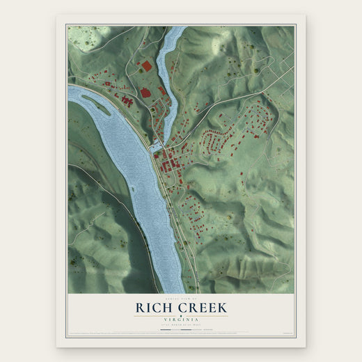 Rich Creek, Virginia map print, the full design