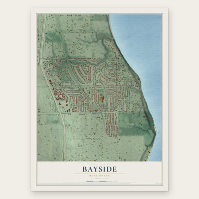 Bayside, Wisconsin map print, the full design