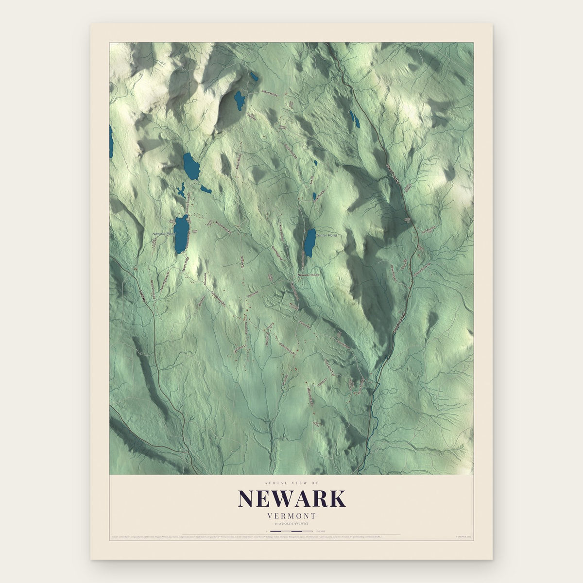 Newark, Vermont map print, the full design