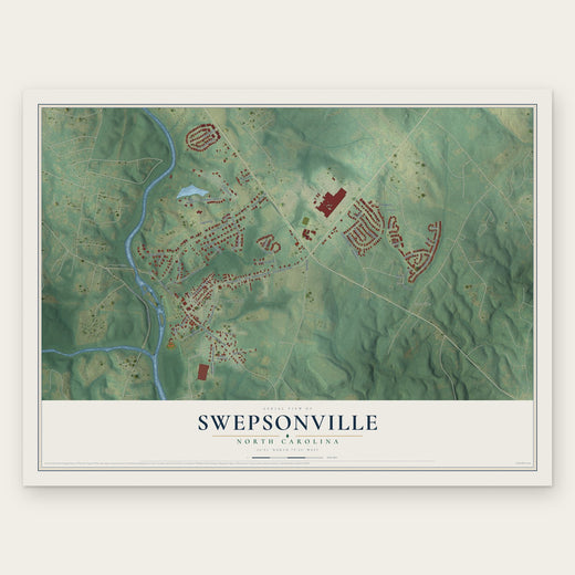 Swepsonville, North Carolina map print, the full design
