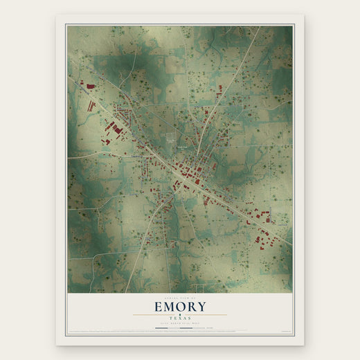 Emory, Texas map print, the full design