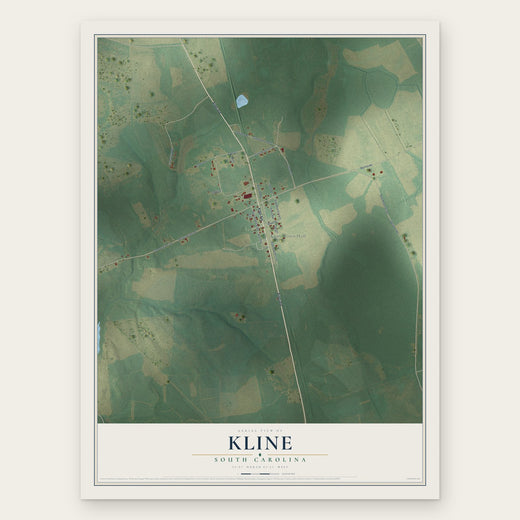Kline, South Carolina map print, the full design