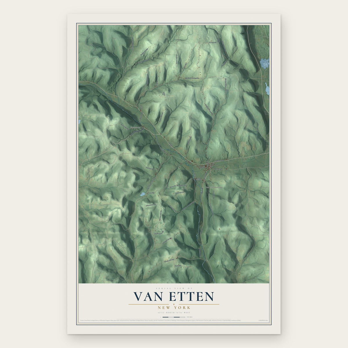 Van Etten, New York map print, the full design