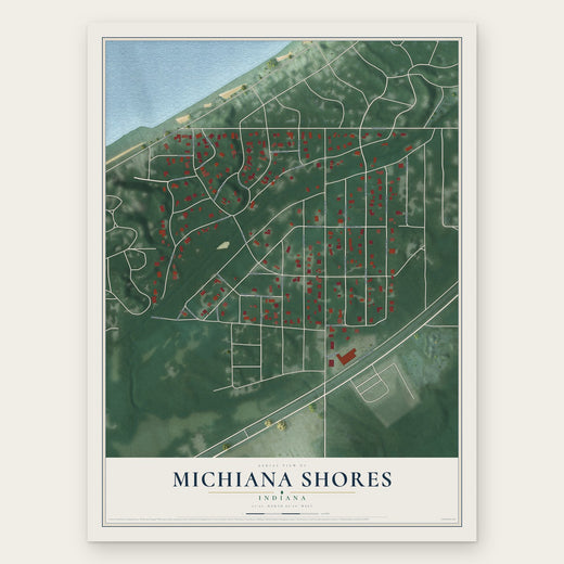 Michiana Shores, Indiana map print, the full design