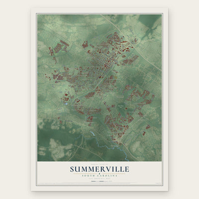 Summerville, South Carolina map print, the full design