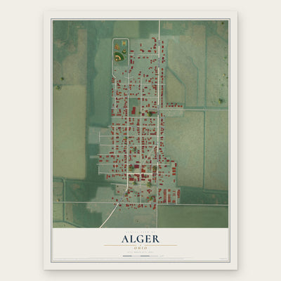 Alger, Ohio map print, the full design