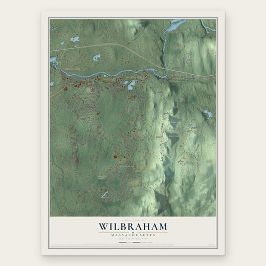 Wilbraham, Massachusetts map print, the full design