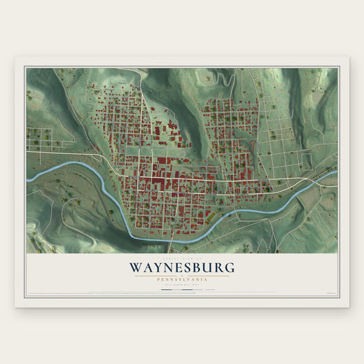 Waynesburg, Pennsylvania map print, the full design