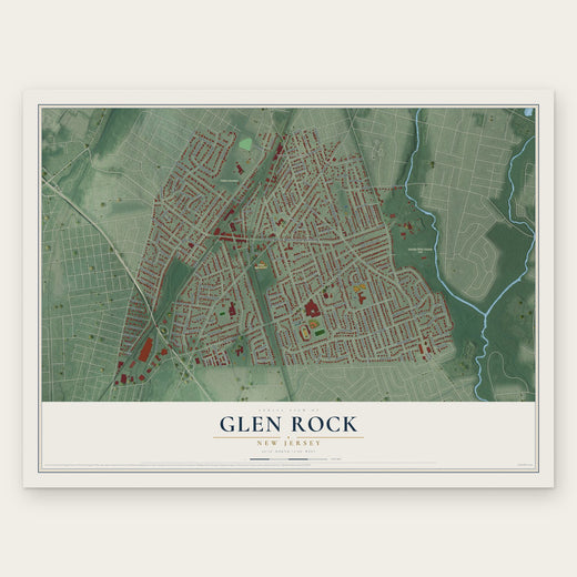 Glen Rock, New Jersey map print, the full design