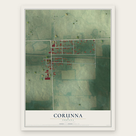 Corunna, Indiana map print, the full design