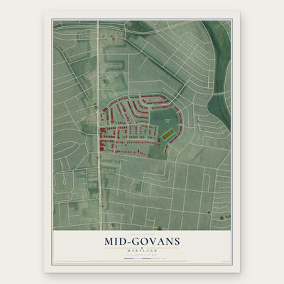 Mid-Govans, Maryland map print, the full design