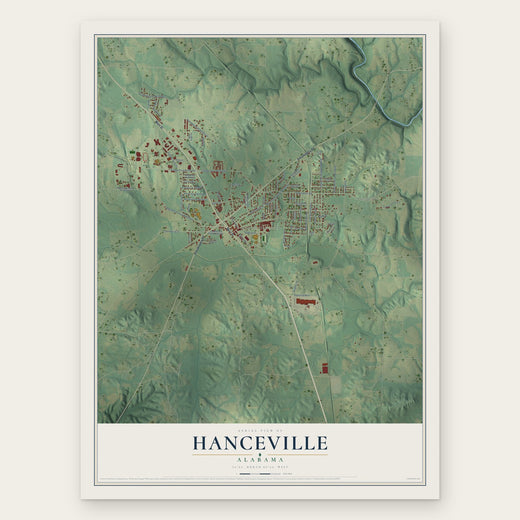 Hanceville, Alabama map print, the full design
