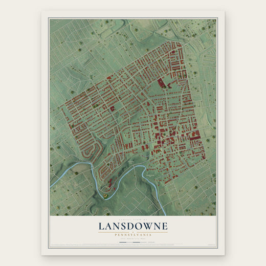 Lansdowne, Pennsylvania map print, the full design