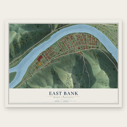 East Bank, West Virginia map print, the full design