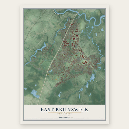 East Brunswick, New Jersey map print, the full design