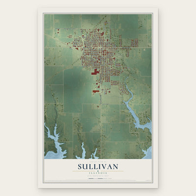 Sullivan, Illinois map print, the full design
