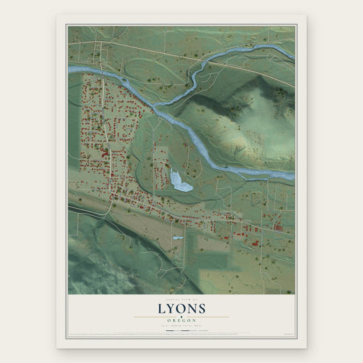 Lyons, Oregon map print, the full design