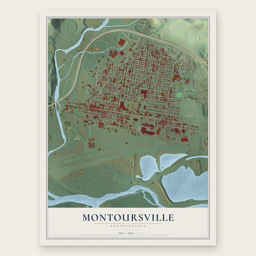 Montoursville, Pennsylvania map print, the full design