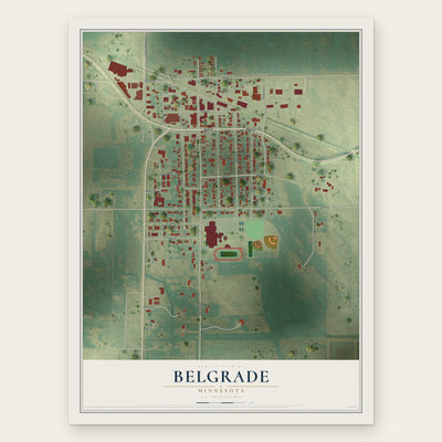 Belgrade, Minnesota map print, the full design