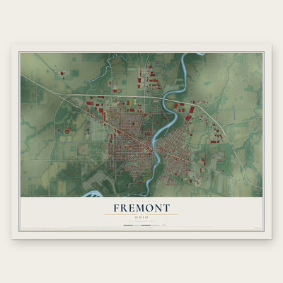 Fremont, Ohio map print, the full design