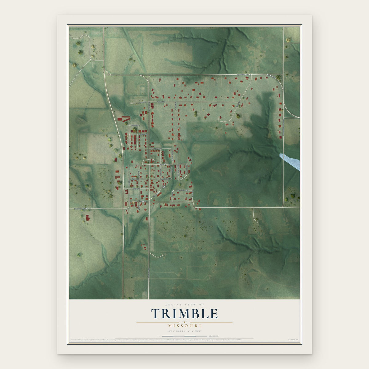 Trimble, Missouri map print, the full design