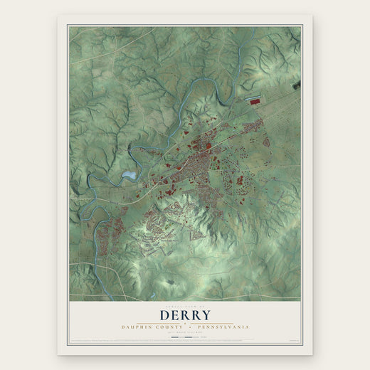 Derry, Dauphin County, Pennsylvania map print, the full design