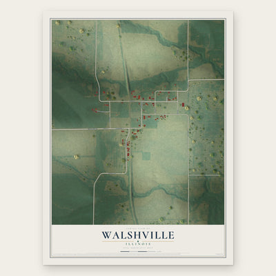 Walshville, Illinois map print, the full design