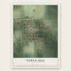 Tower Hill, Illinois map print, the full design