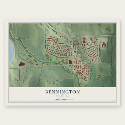 Bennington, Nebraska map print, the full design